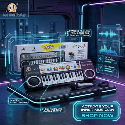 31 Keys Electronic Keyboard Piano 3 Tones 8 Rhythm Lesson Mode Piano Toy with Microphone