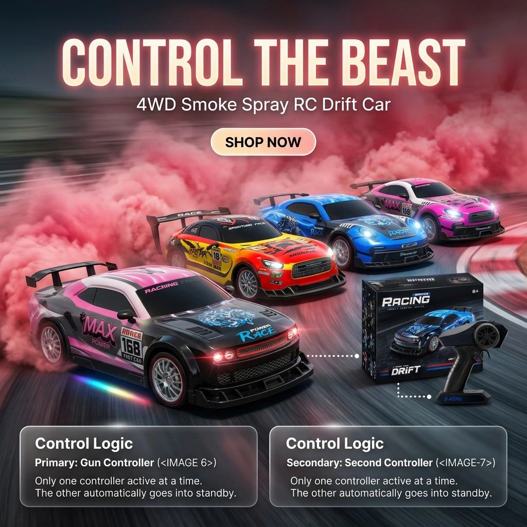 Remote Control 4WD Beast Car With Smoke Spray | High Speed Drift 4 Wheel Drive RC Car
