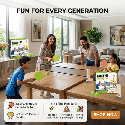 Portable Table Tennis Set with Adjustable Retractable Net