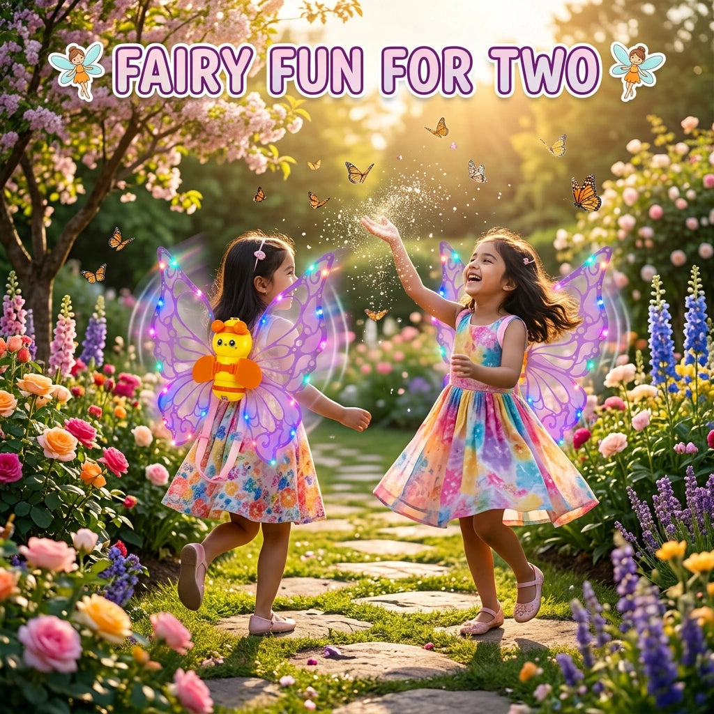 Fanning Bee Wings with Light – LED Glowing Fairy Wings Toy for Kids