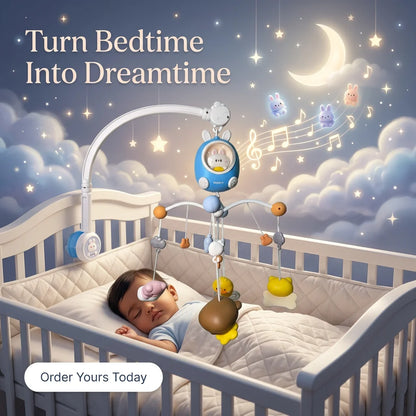 Kids Baby Cute Rabbit Soothing Bed Bell Children's Music Toys with Sleep Aid Night Light and Music Soothing Function