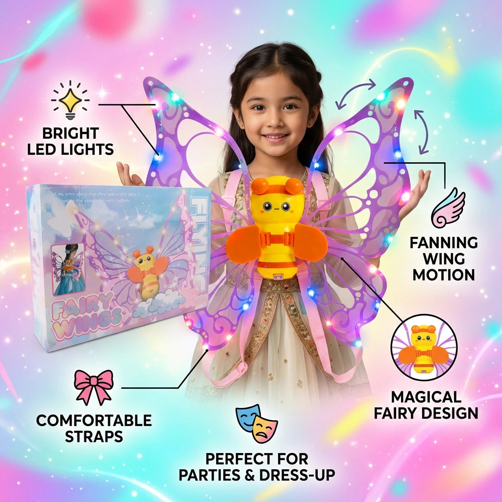 Fanning Bee Wings with Light – LED Glowing Fairy Wings Toy for Kids