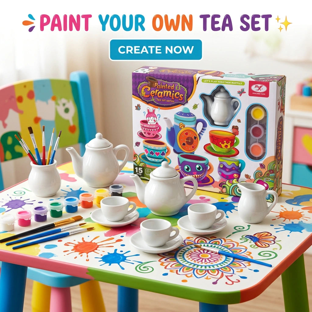DIY Painted Ceramics Tea Set (15Pcs)