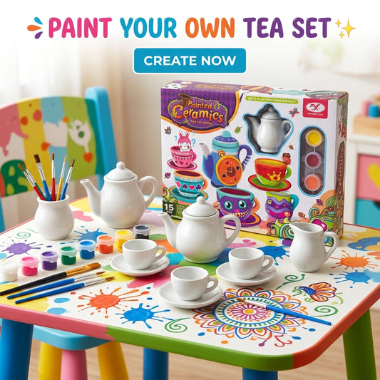 DIY Painted Ceramics Tea Set (15Pcs)