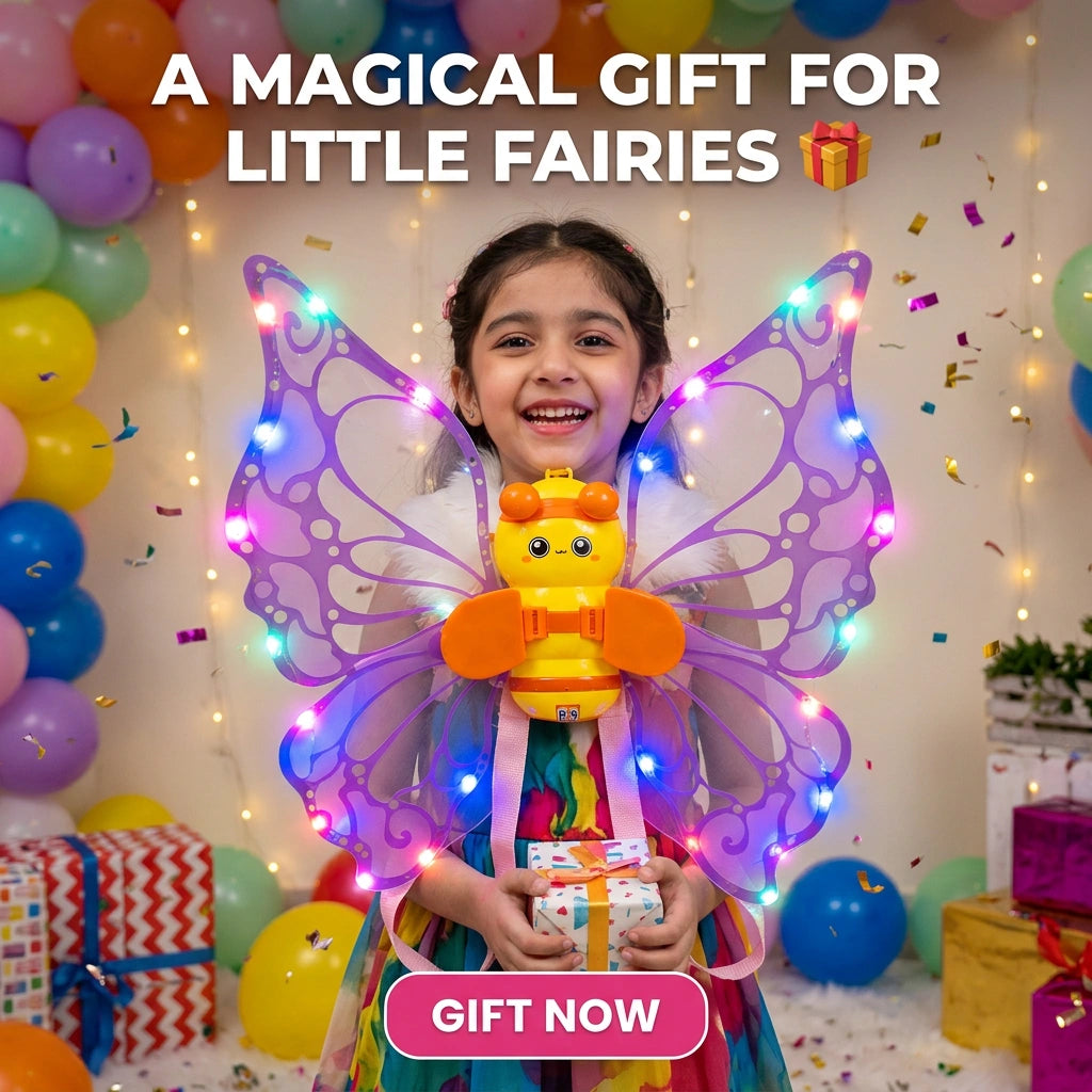 Fanning Bee Wings with Light – LED Glowing Fairy Wings Toy for Kids