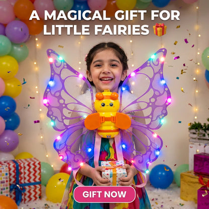 Fanning Bee Wings with Light – LED Glowing Fairy Wings Toy for Kids