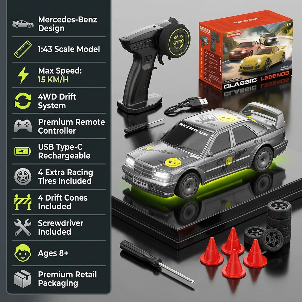 1:43 Mercedes Evo II RC Drift 15km/h