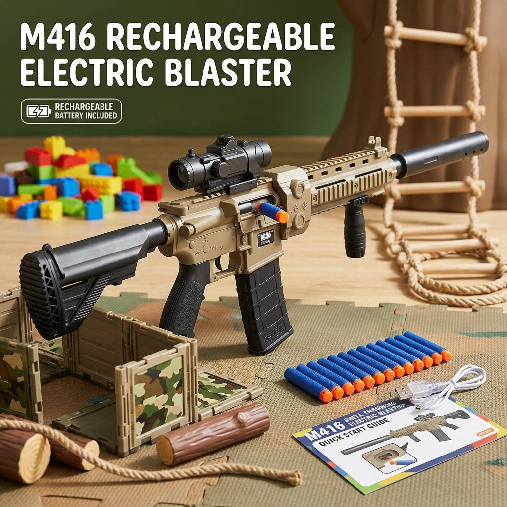 M416 Rechargeable Electric Toy Gun – 103 cm RC Blaster with Soft Nerf‑Style Darts for Kids