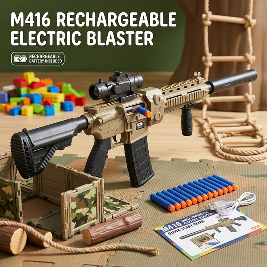 M416 Rechargeable Electric Toy Gun – 103 cm RC Blaster with Soft Nerf‑Style Darts for Kids