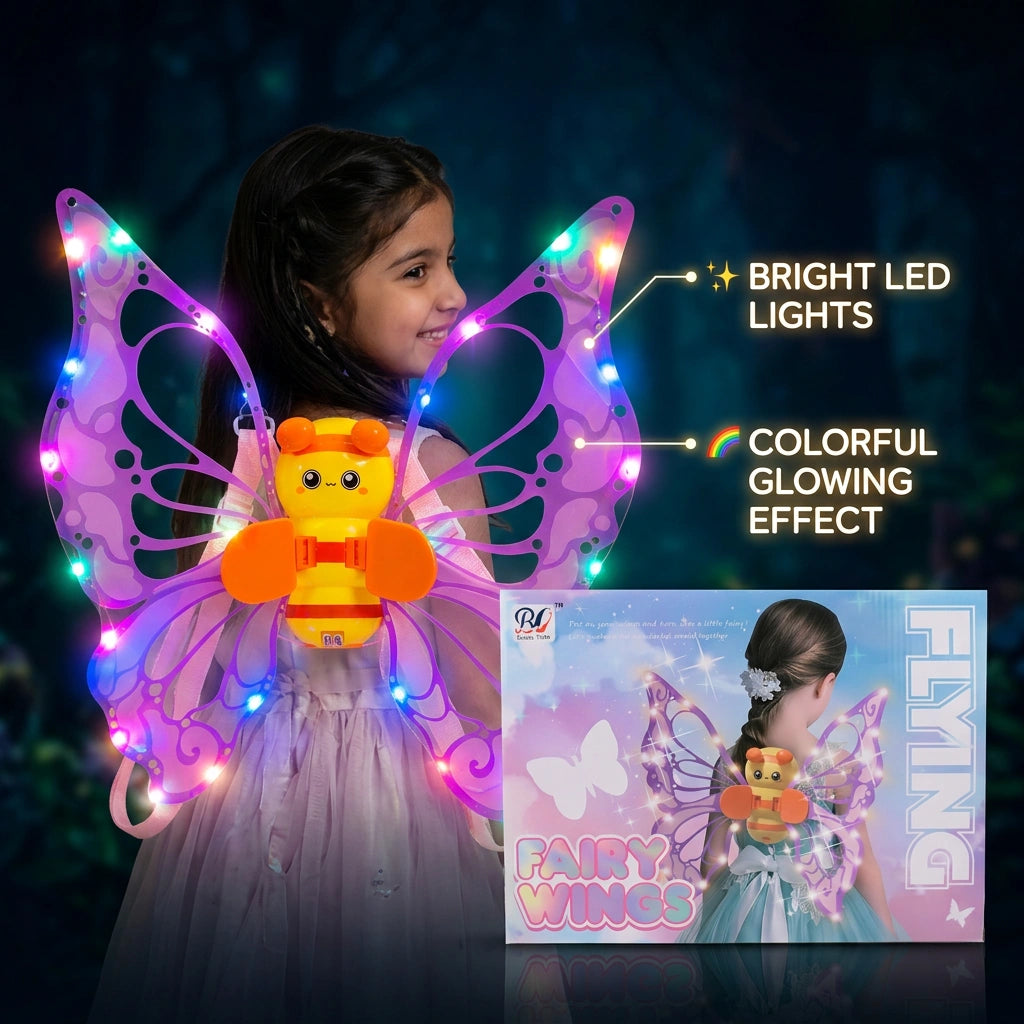 Fanning Bee Wings with Light – LED Glowing Fairy Wings Toy for Kids