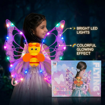 Fanning Bee Wings with Light – LED Glowing Fairy Wings Toy for Kids
