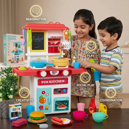 Toys Kitchen Cooking Set with Spray Effect – 50 Accessories Pretend Play Kitchen