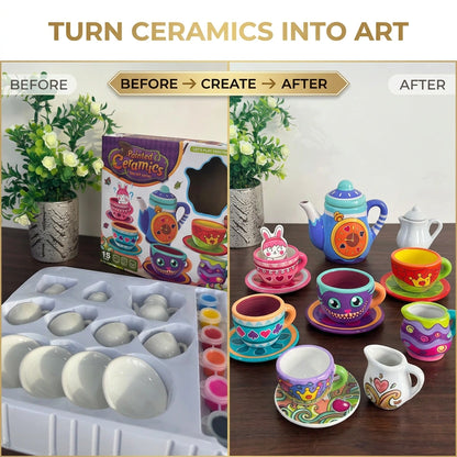 DIY Painted Ceramics Tea Set (15Pcs)