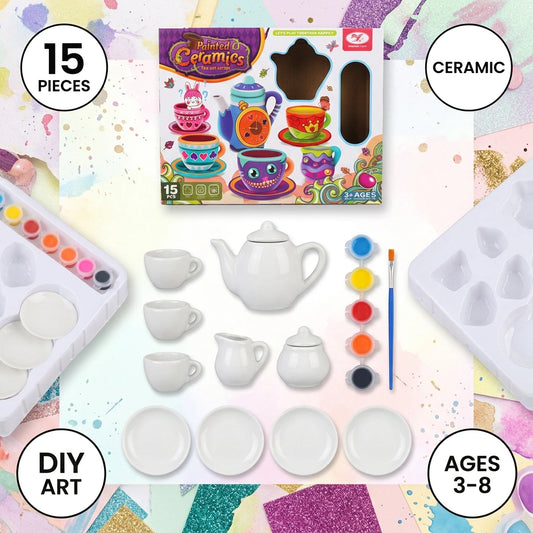 DIY Painted Ceramics Tea Set (15Pcs)