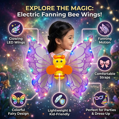 Fanning Bee Wings with Light – LED Glowing Fairy Wings Toy for Kids