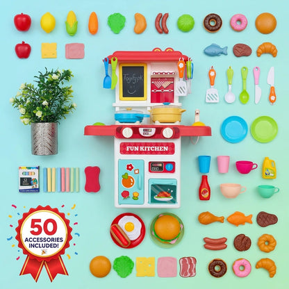 Toys Kitchen Cooking Set with Spray Effect – 50 Accessories Pretend Play Kitchen