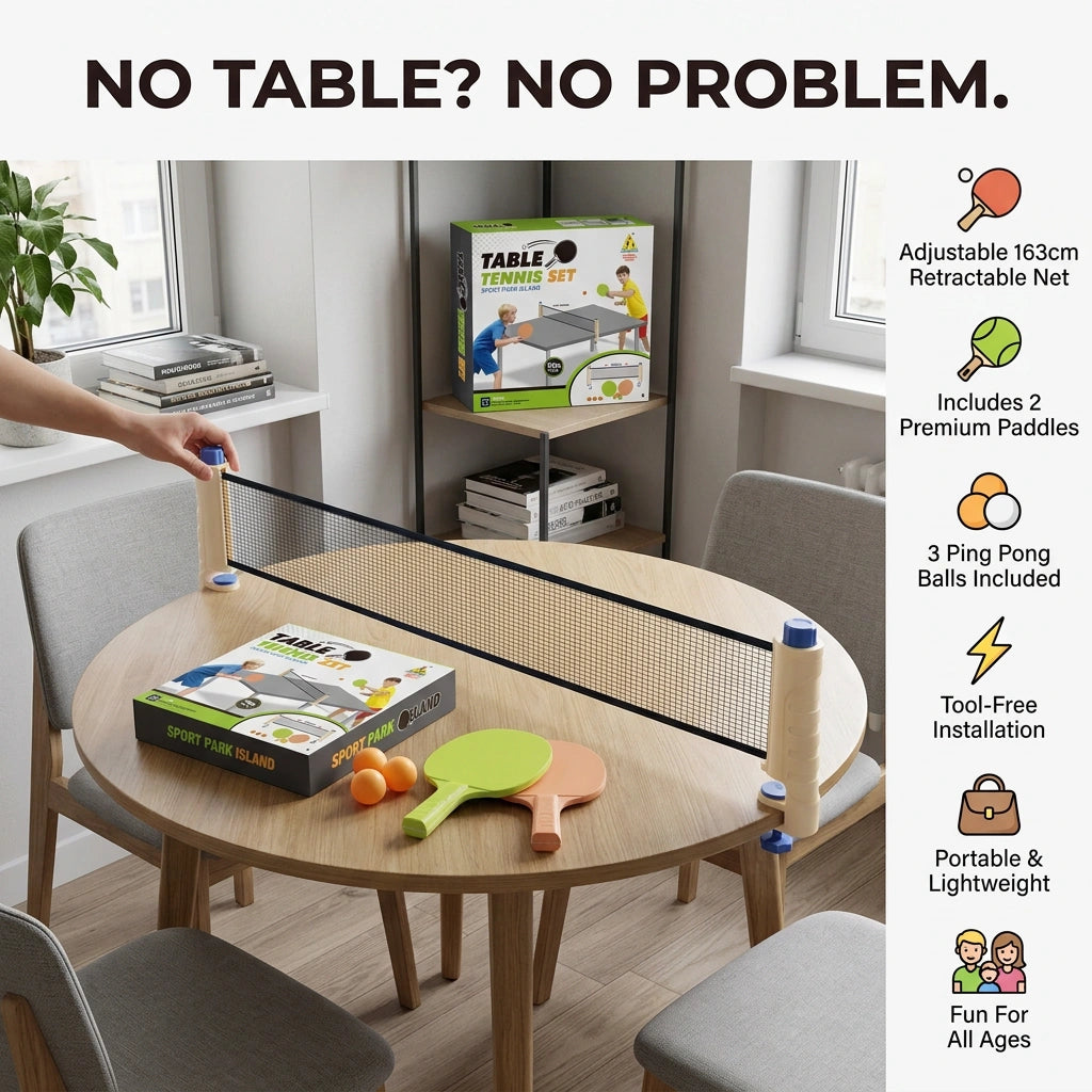 Portable Table Tennis Set with Adjustable Retractable Net