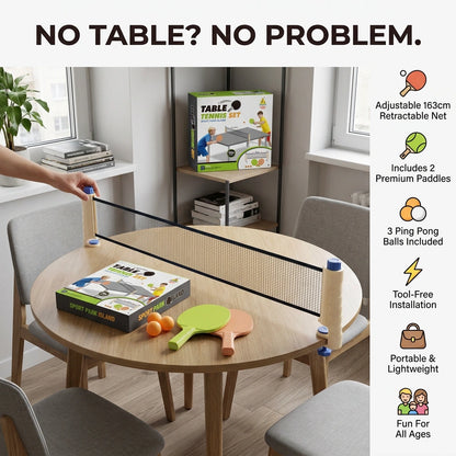 Portable Table Tennis Set with Adjustable Retractable Net