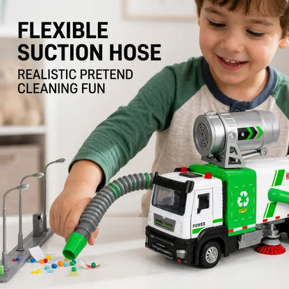 Kids Electric Garbage Truck with Cleaning Brush & Suction Hose
