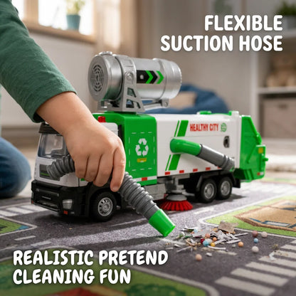 Kids Electric Garbage Truck with Cleaning Brush & Suction Hose