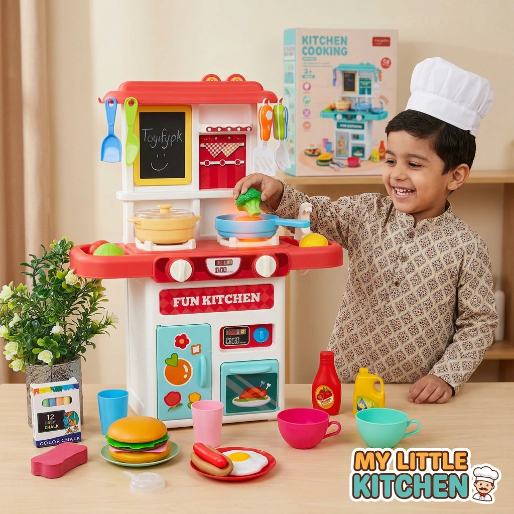 Toys Kitchen Cooking Set with Spray Effect – 50 Accessories Pretend Play Kitchen