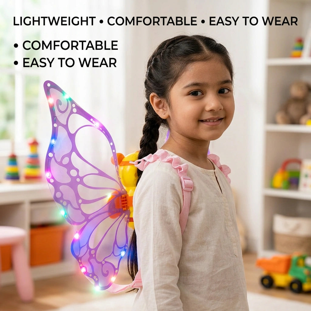 Fanning Bee Wings with Light – LED Glowing Fairy Wings Toy for Kids