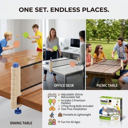 Portable Table Tennis Set with Adjustable Retractable Net