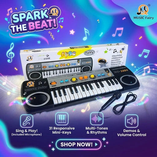 31 Keys Electronic Keyboard Piano 3 Tones 8 Rhythm Lesson Mode Piano Toy with Microphone