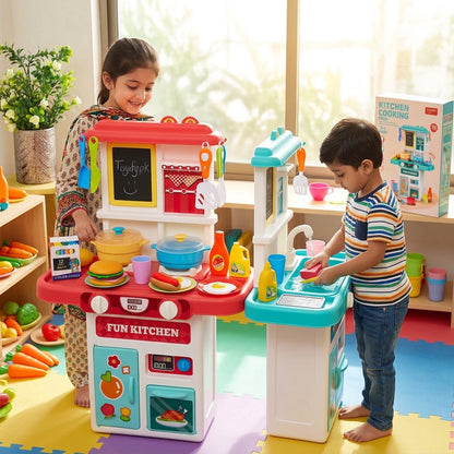 Toys Kitchen Cooking Set with Spray Effect – 50 Accessories Pretend Play Kitchen