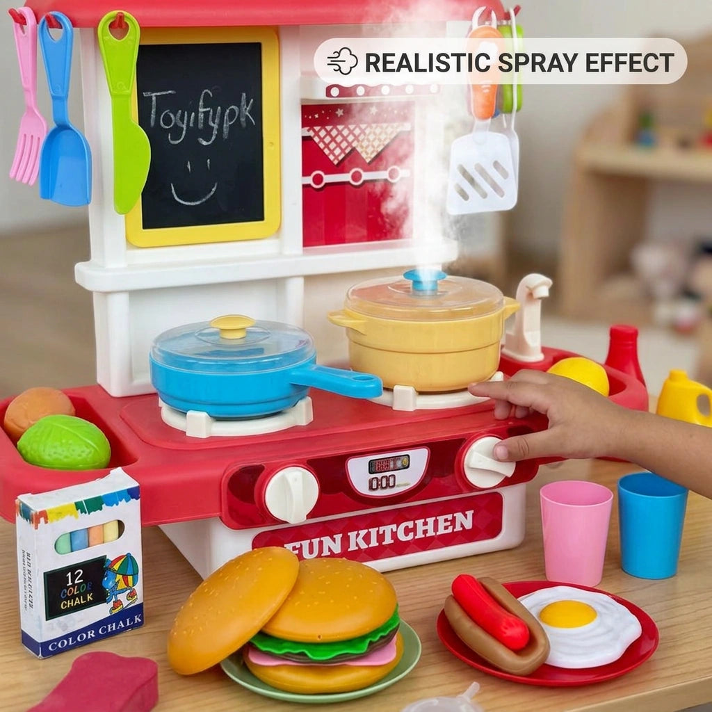 Toys Kitchen Cooking Set with Spray Effect – 50 Accessories Pretend Play Kitchen
