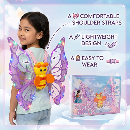Fanning Bee Wings with Light – LED Glowing Fairy Wings Toy for Kids