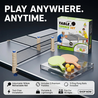 Portable Table Tennis Set with Adjustable Retractable Net