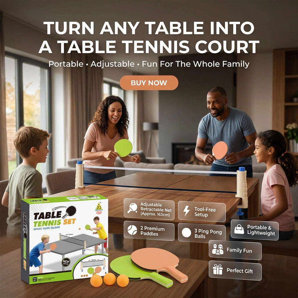 Portable Table Tennis Set with Adjustable Retractable Net