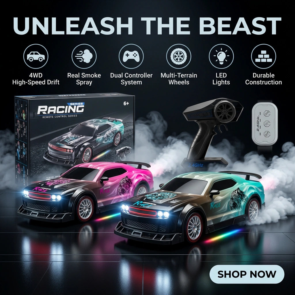 Remote Control 4WD Beast Car With Smoke Spray | High Speed Drift 4 Wheel Drive RC Car