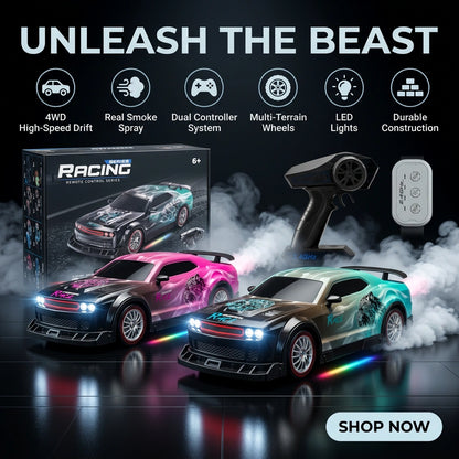 Remote Control 4WD Beast Car With Smoke Spray | High Speed Drift 4 Wheel Drive RC Car