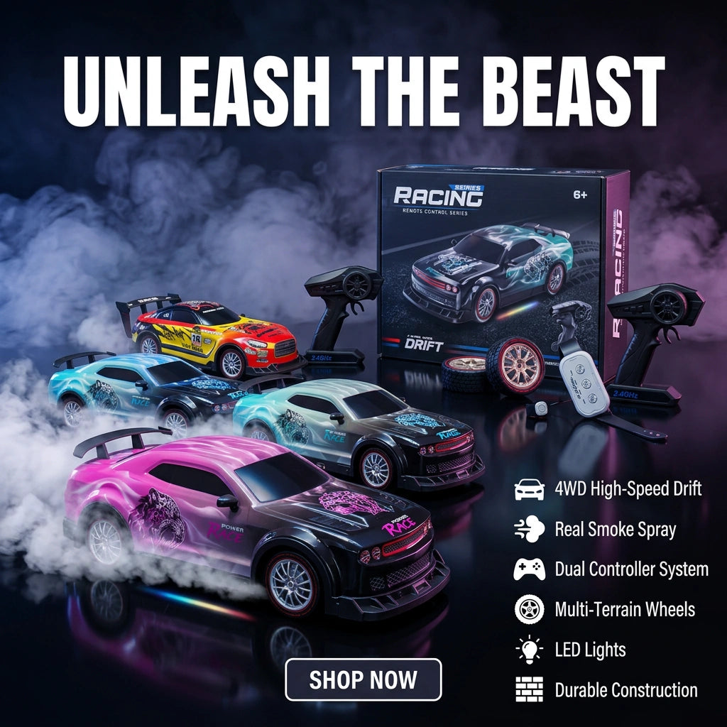 Remote Control 4WD Beast Car With Smoke Spray | High Speed Drift 4 Wheel Drive RC Car