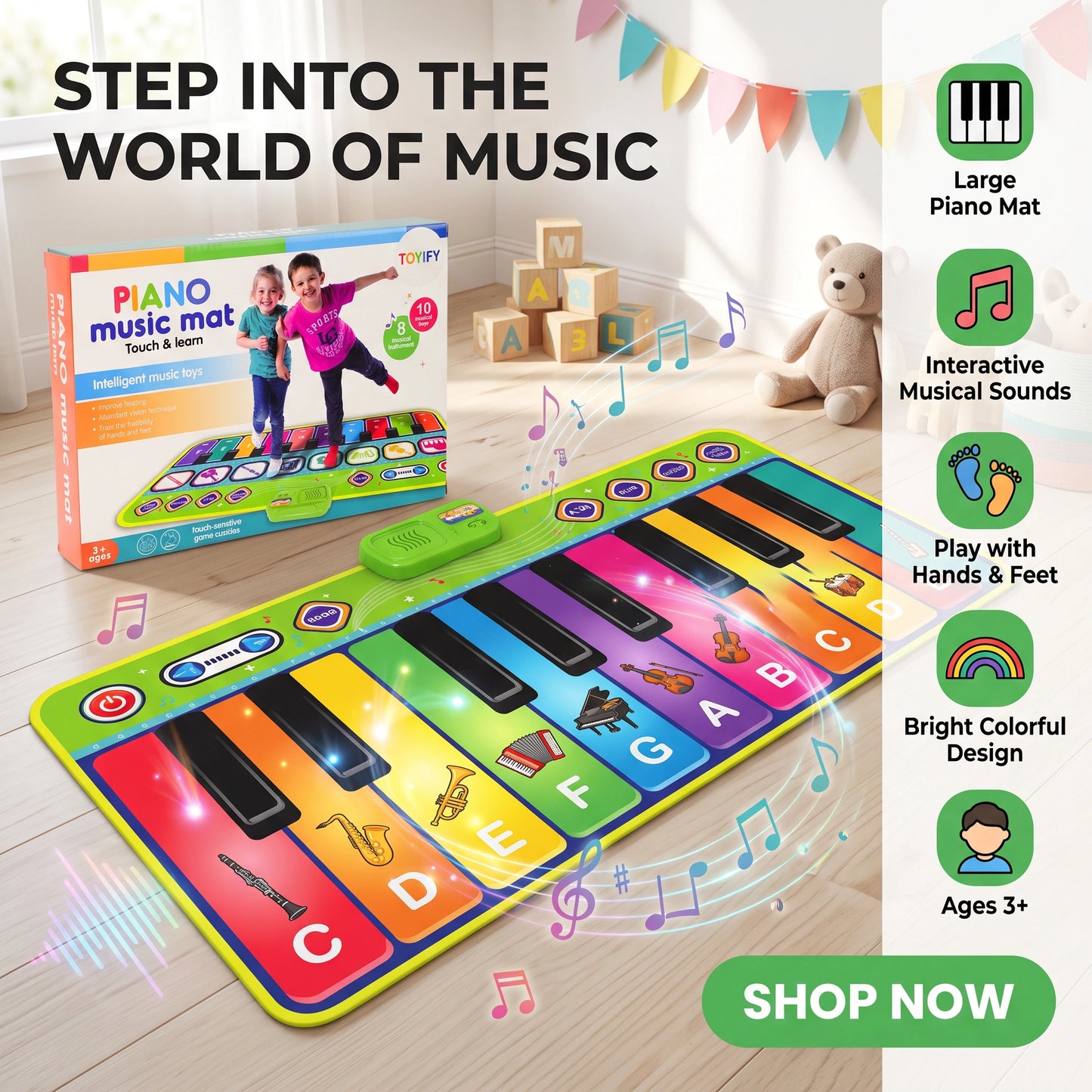 Baby Musical Piano Mat – Touch & Learn Interactive Music Play Mat for Kids