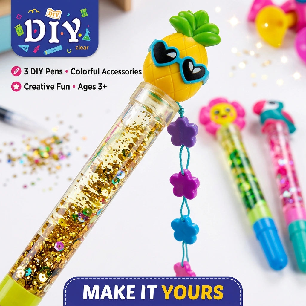 DIY Create Your Own Tropical Glitter Pen (3 pens)
