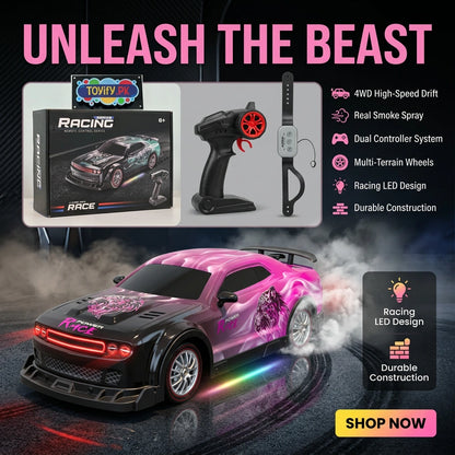 Remote Control 4WD Beast Car With Smoke Spray | High Speed Drift 4 Wheel Drive RC Car