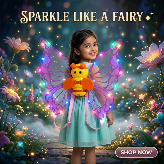 Fanning Bee Wings with Light – LED Glowing Fairy Wings Toy for Kids