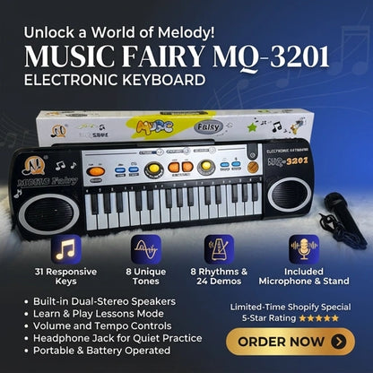 31 Keys Electronic Keyboard Piano 3 Tones 8 Rhythm Lesson Mode Piano Toy with Microphone
