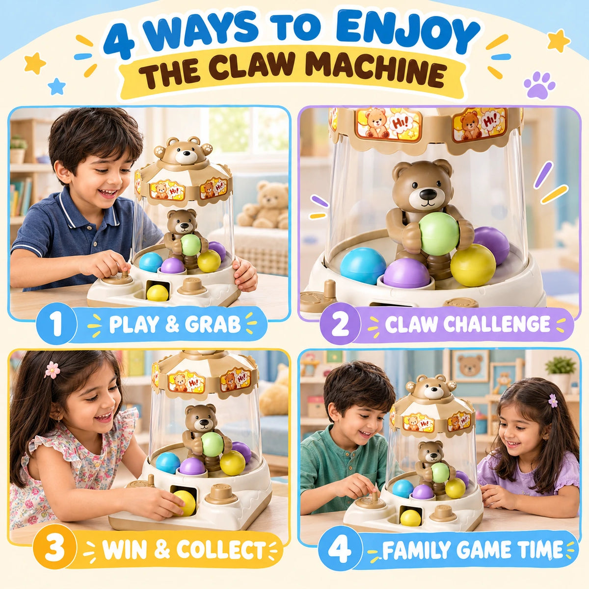 Bear Claw Machine Toy For Kids