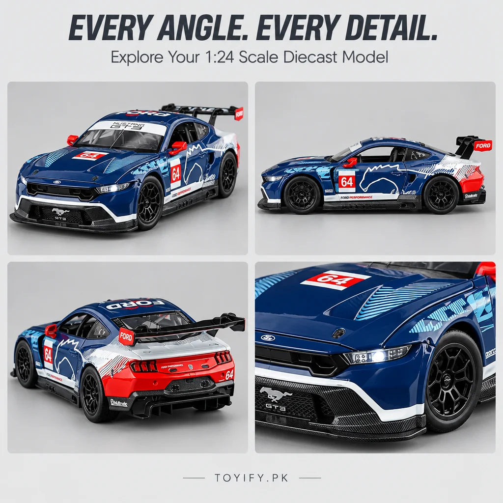 1:24 Diecast Ford Mustang GT3 Official Licensed Model Car