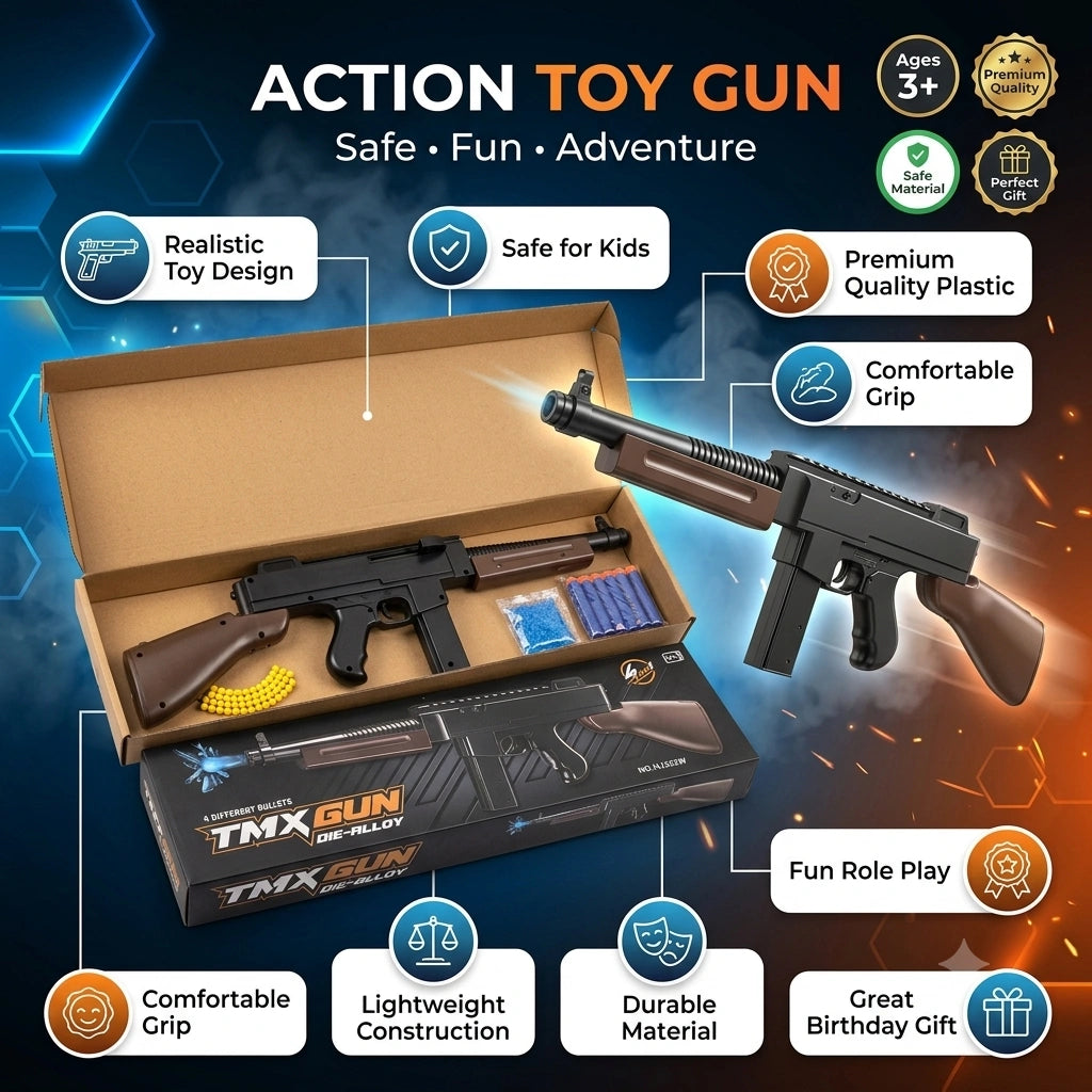 TMX Gun Die-Alloy Toy Blaster – 4-in-1 Bullet Action