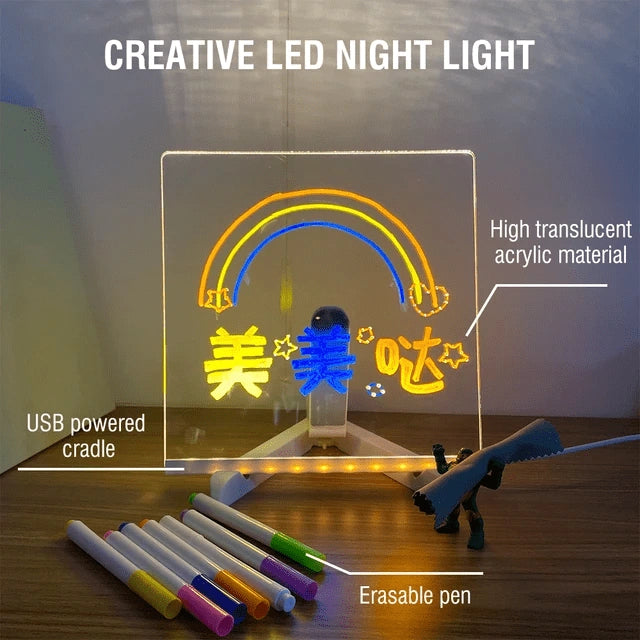 LED Glow Drawing Board for Kids – Creative Light-Up Message & Doodle Board