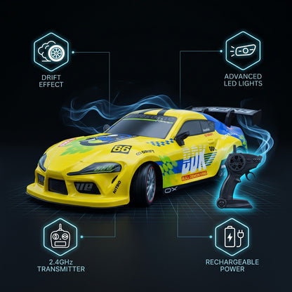 RC Supra MK4 Mini Drift Car 1:18 Scale with Drift Tires & Smoke Effect