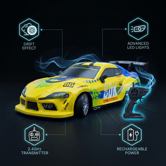 RC Supra MK4 Mini Drift Car 1:18 Scale with Drift Tires & Smoke Effect