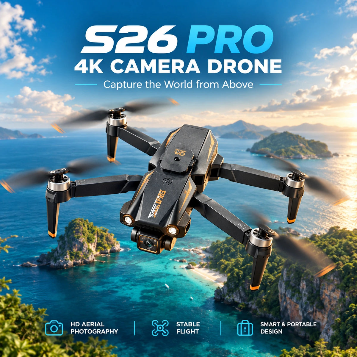 S26 Pro 4K Dual Camera Drone with 360° Obstacle Avoidance