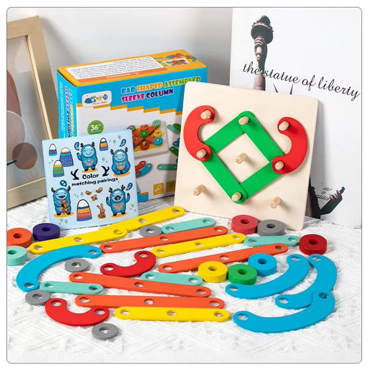 Wooden Bar Sleeve Column Puzzle Board