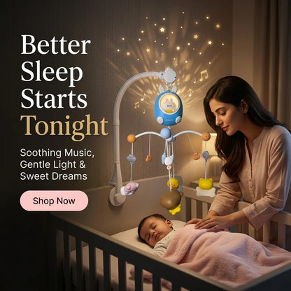 Kids Baby Cute Rabbit Soothing Bed Bell Children's Music Toys with Sleep Aid Night Light and Music Soothing Function